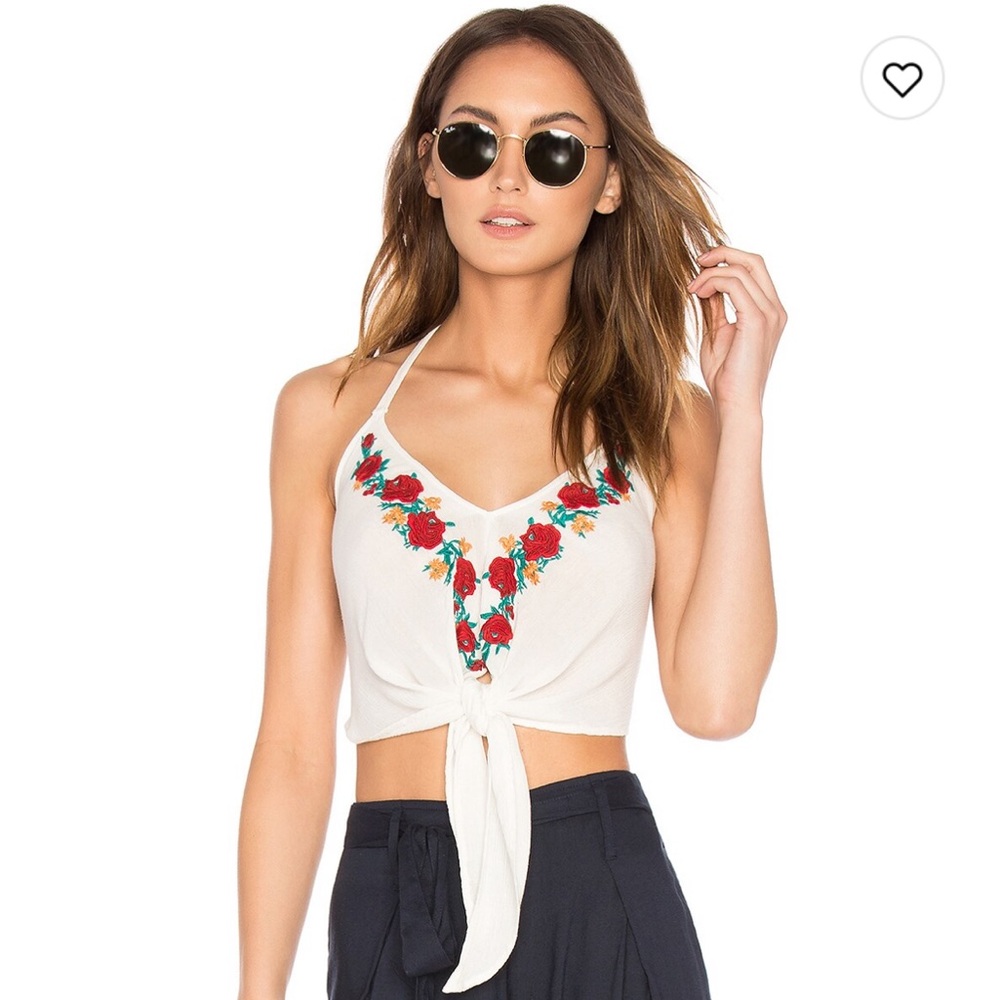 Embroidered Halter Top